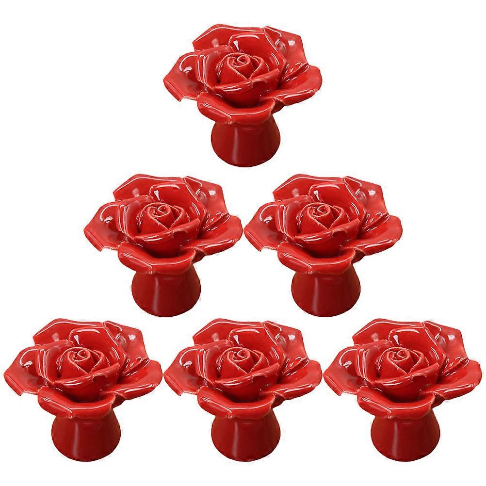 Ceramic Flower Knobs Door Handles Ideal For Home Decoration 4CM 6Pcs