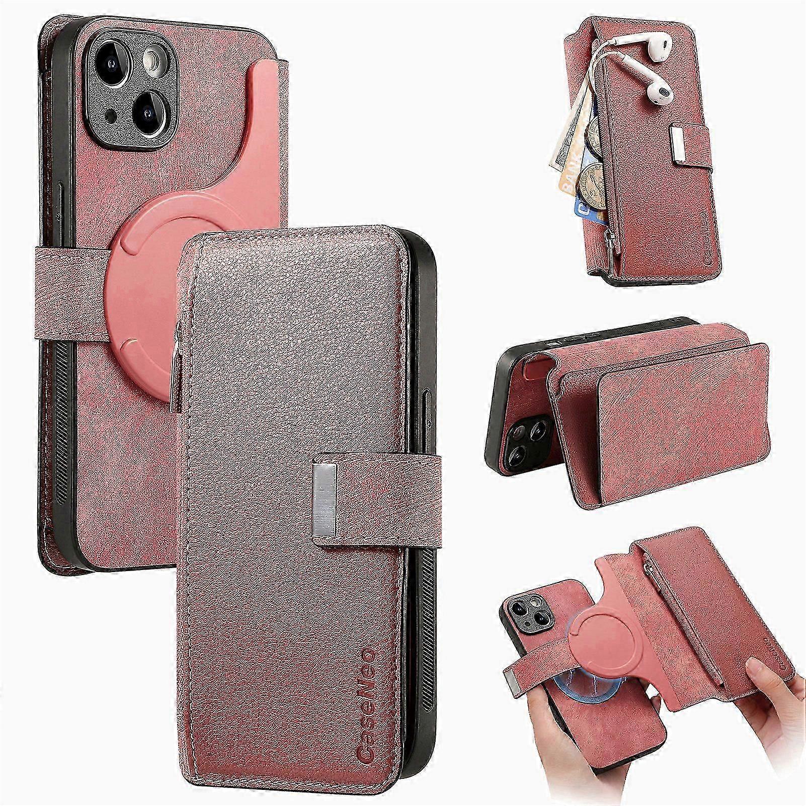 For iPhone Case Anti-theft Brush Magnetic Removal iPhone 15 Leather Case
