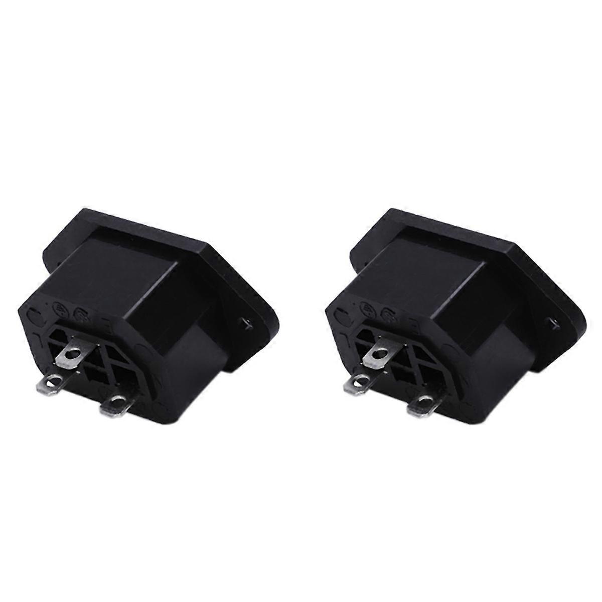 2X AC 250V 10A IEC 320 C13 Panel Mount Plug Connector Socket Black
