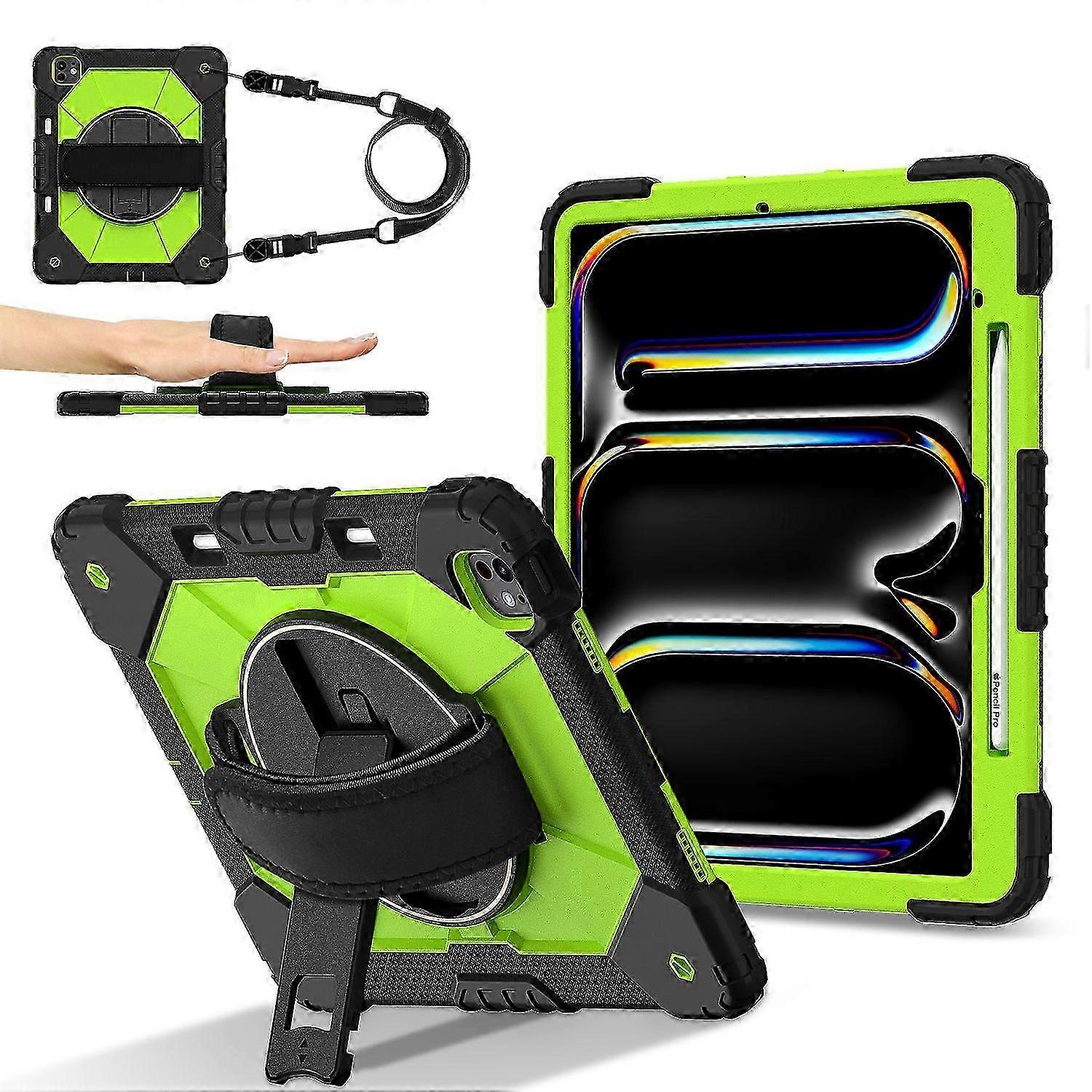Pro 13 (2024) Case with Kickstand - Silicone+PC Protective Cover with Hand Strap & Shoulder Strap