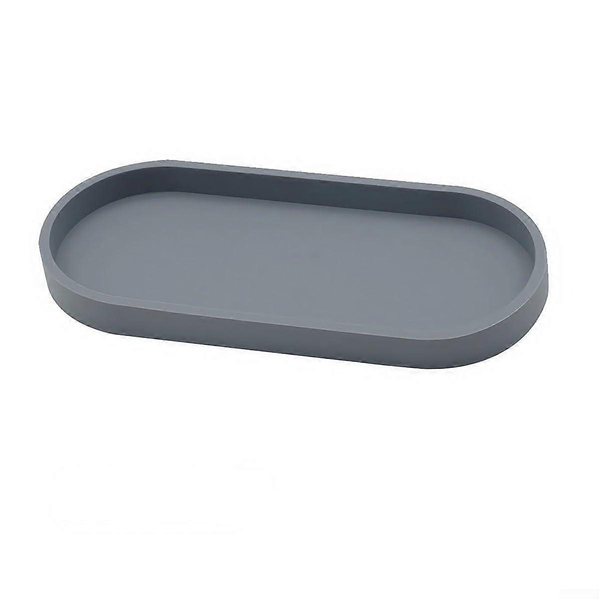 Silicone sink tray for soap dispenser, modern design for bathroom aesthetics (Gray)