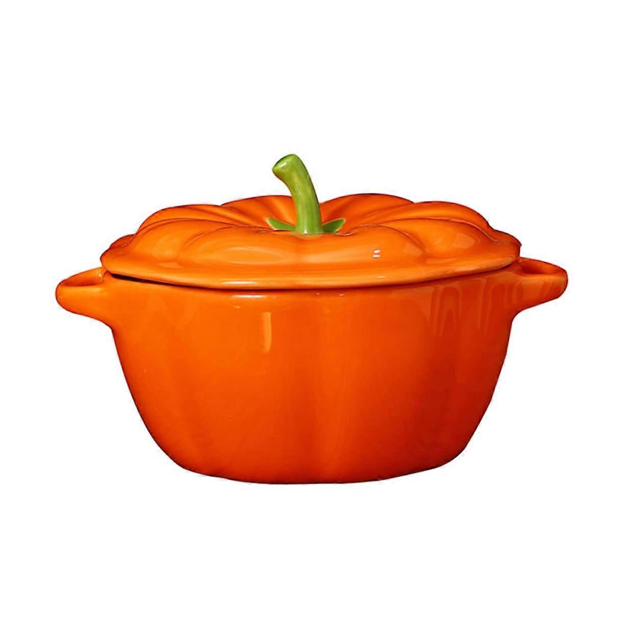1 piece Creative Pumpkin Bowl with Lid, DoubleHandled Soup Bowl for Pudding, Stews, and Spices, for Autumn Decorations and Festivities
