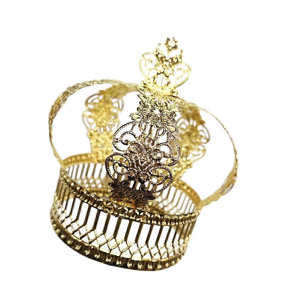 Elegant Golden Cake Crown Topper for Decoration Made of Metal Perfect for Parties and Events 3.5 Inches