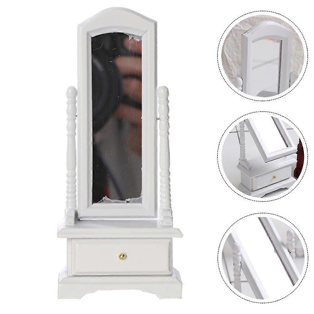 Miniature Dressing Mirror Model for Decoration 1Pcs White Full-Length Mirror