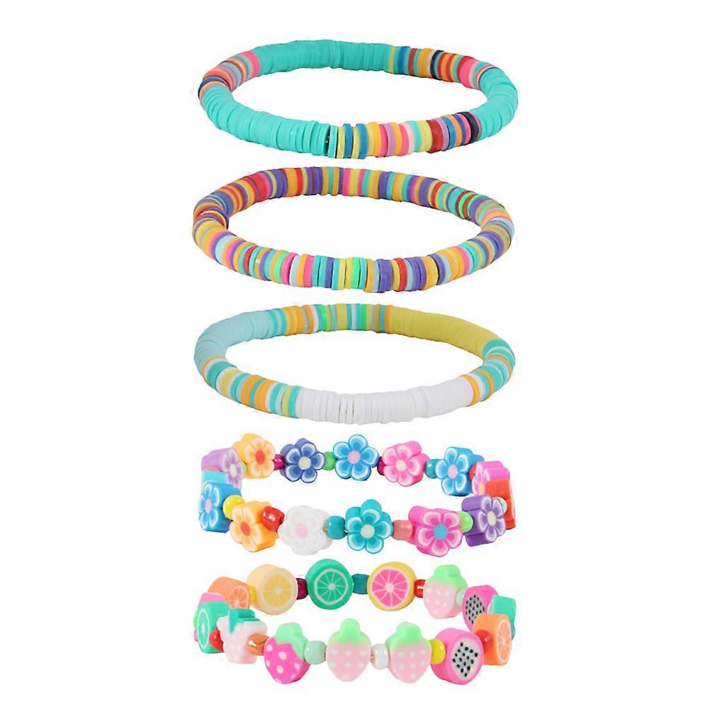Clay Bead Bracelet for Decoration 5Pcs Summer Fruit Bracelet Stack Set