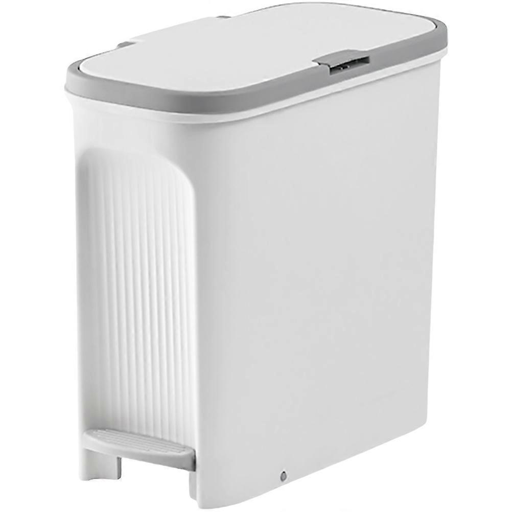 Plastic Trash Can with Lid for Bathroom Kitchen and Home Storage Use Grey 13 x 8 x 15 inches
