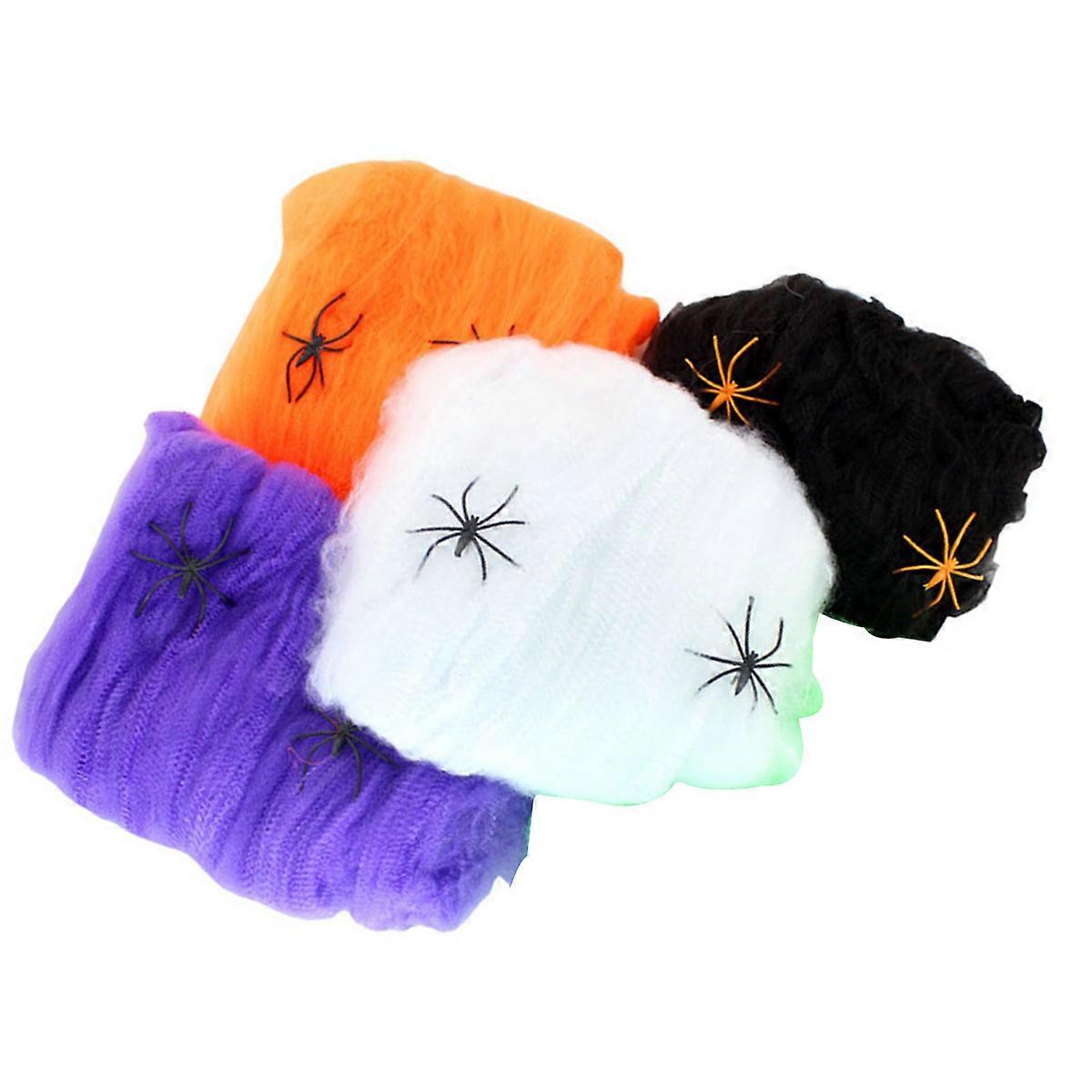 Halloween Party Decoration Cotton Fake Spiders Web Shape Assorted Color Durable Props
