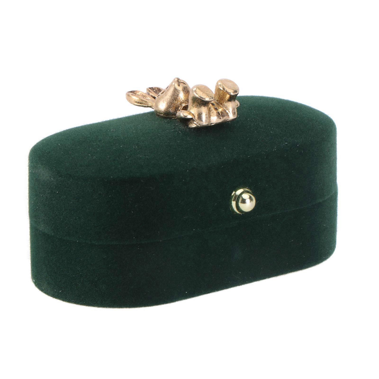 Retro Ring Box for Storage Use Green Plastic Jewelry Case Suitable for Special Occasions 1 pc