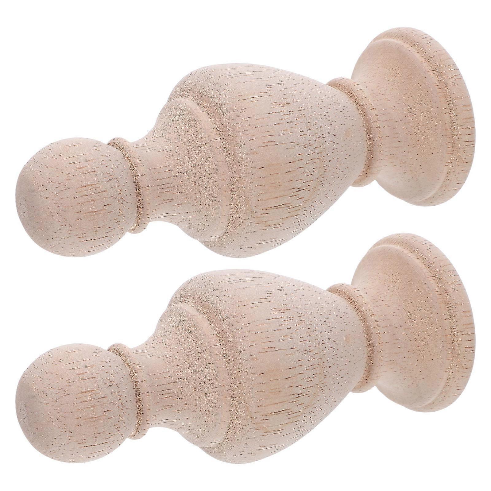 Sturdy 2 Pack Unfinished Wood Hourglass Staircase Finials for Curtain Rods, Bed Posts, and Home Decor – Easy to Clean, Low Maintenance