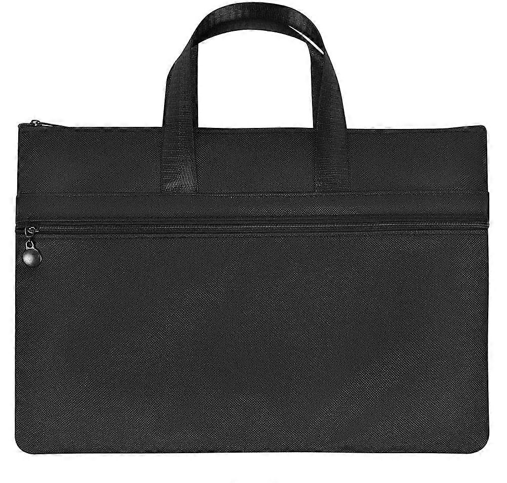 Handy A4 Black Document Bag Waterproof Fabric Zippered Portfolio Organizer For iPads Notebooks Paper School Office