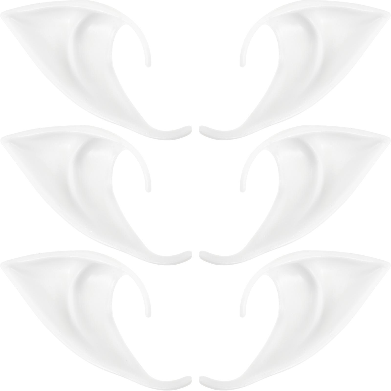 6Pcs Decorative Fairy Ears For Masquerade And Fantasy Events Crafted In White Silicone With Pointed Shape