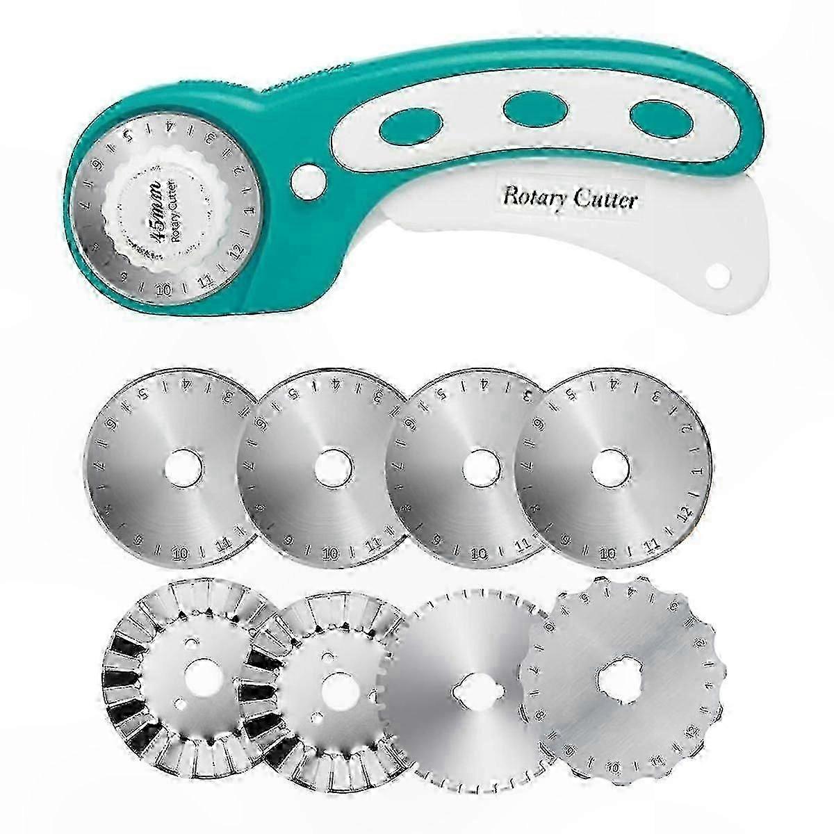 8Pcs Rotary Blades with 45mm Rolling Cutter for Fabric Crochet Edge Cutting Tool