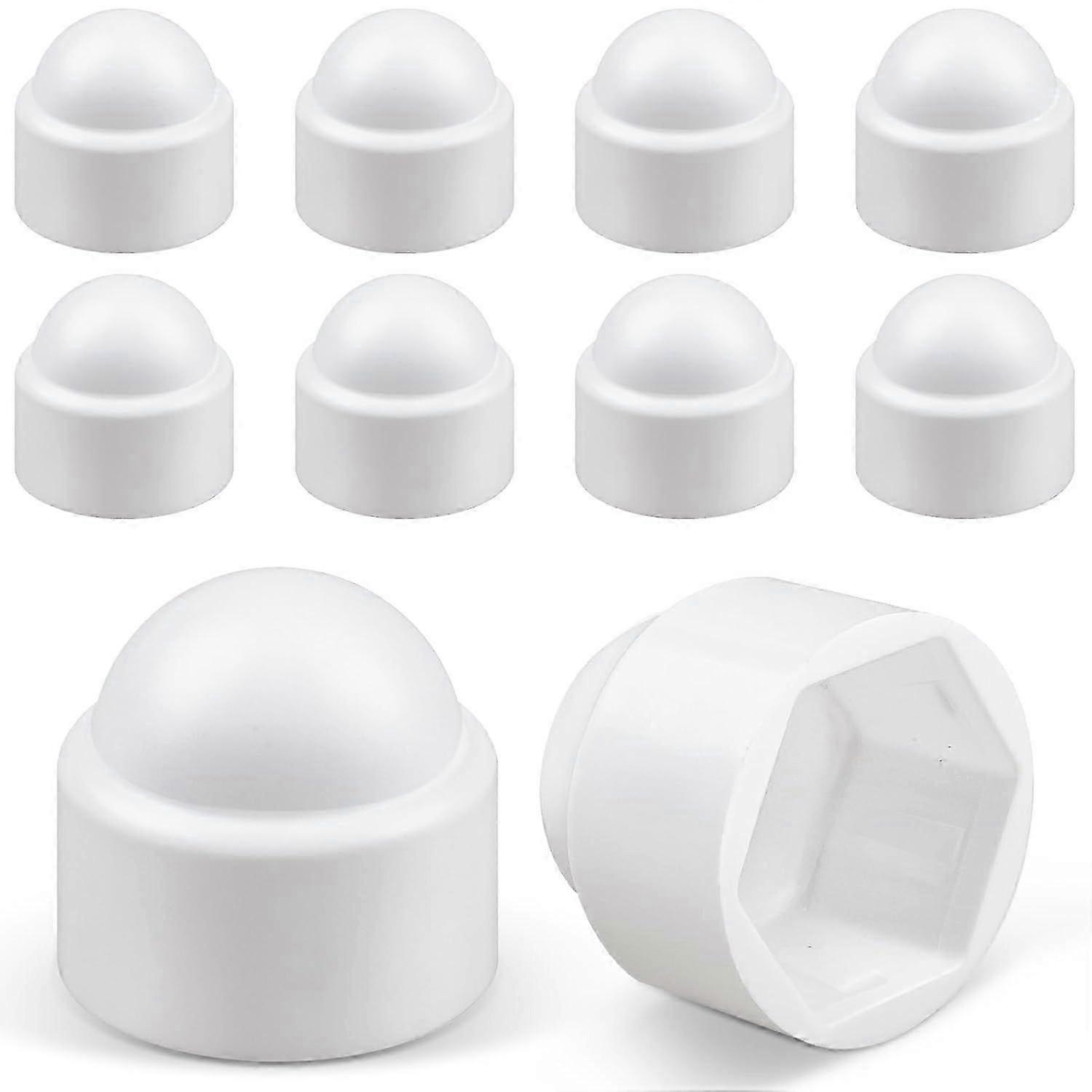 20pcs M10 White Plastic Hex Nut Covers (17mm Spanner) for Hex Nuts and Bolts