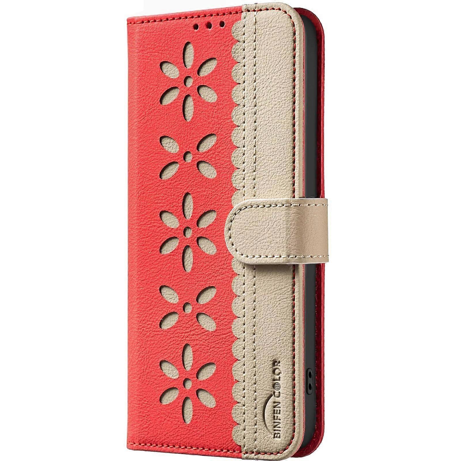 Leather Flip Case Wallet Cover with Card Slot, Slim Red Folding Protective Hülle for Google Pixel 8A