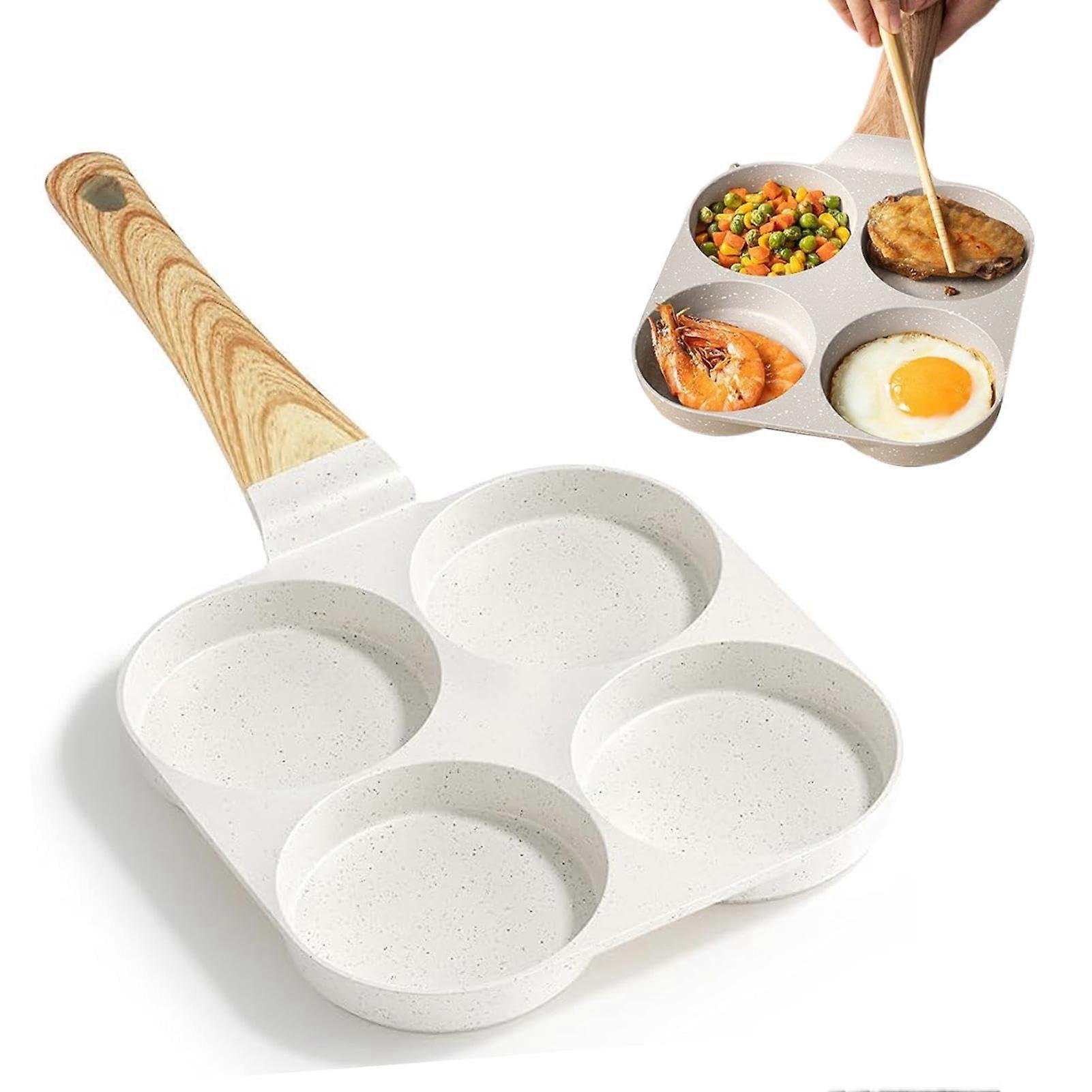 Egg Pan Non Stick, 4 Hole Omelette Pan, Pancake Pan with HeatResistant Handle