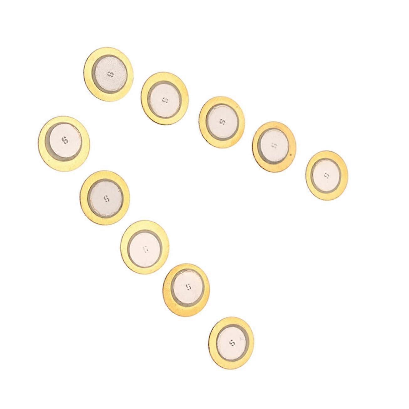 Set of 10 35mm Piezoelectric Discs for Microphones and Instrument Pickup Boxes - Brass and Ceramic Construction