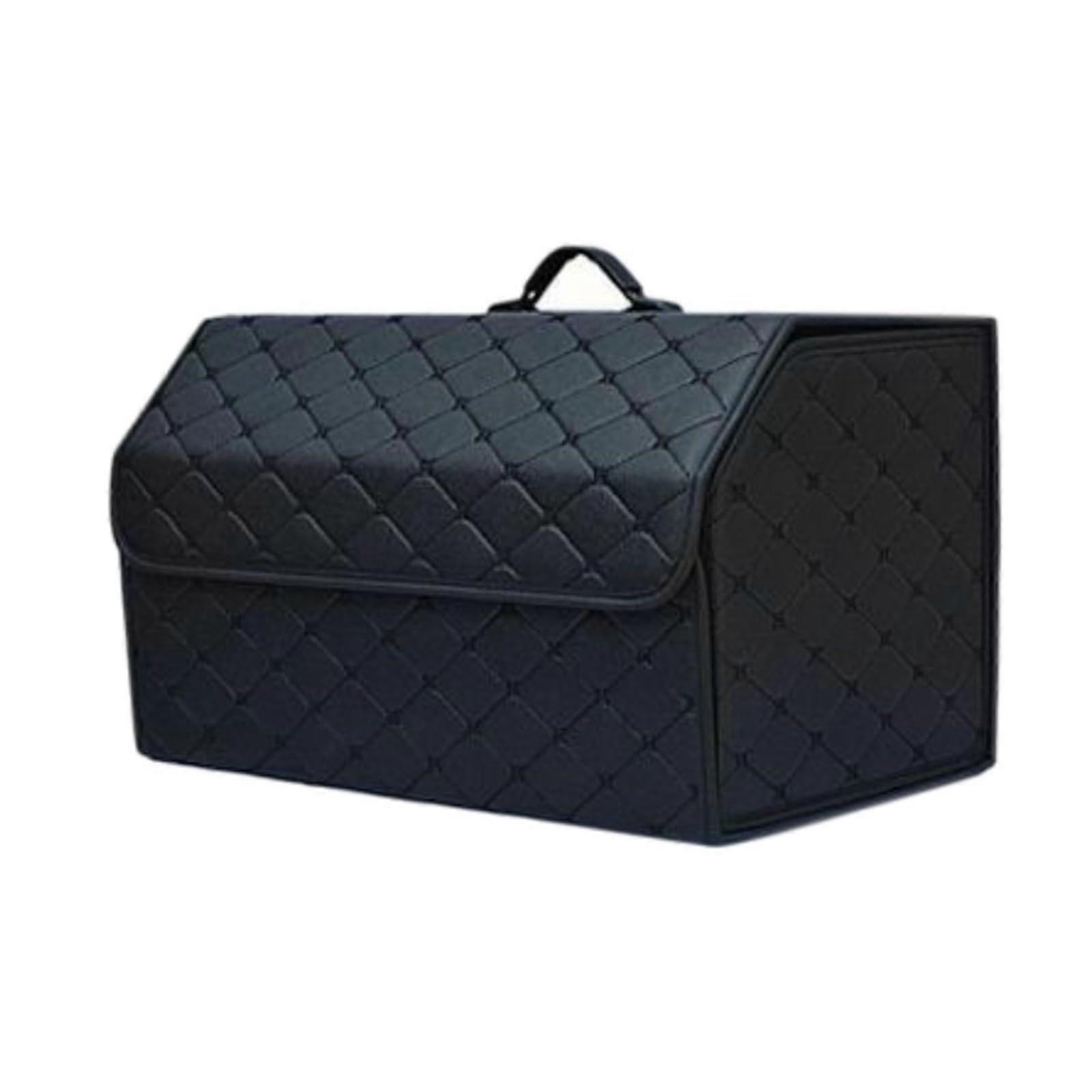Car Boot Organiser Car Trunk Organizer Box, Large Capacity, Auto Multiuse Tools, Storage Bag, Tidying, Leather, Folding For Emergency(Black L)