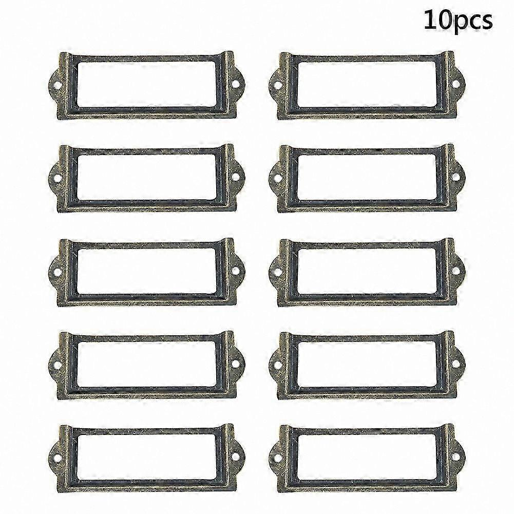 10 Pieces Vintage Label Pull Frame for Cabinet Drawer Box Case File Name Card Holder Antique Style Organizer Accessory