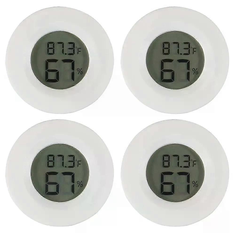 4 Pack Mini Digital Hygrometer Thermometer Fahrenheit or Celsius Meter LCD Monitor Indoor Room Round Humidity Temperature Gauge