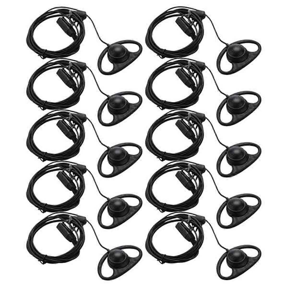 10Pcs Radio 2 Pin Advanced D Shape Clip-Ear Ptt Headset Earpiece Mic 2 Way Radios GP88S GP300 GP68