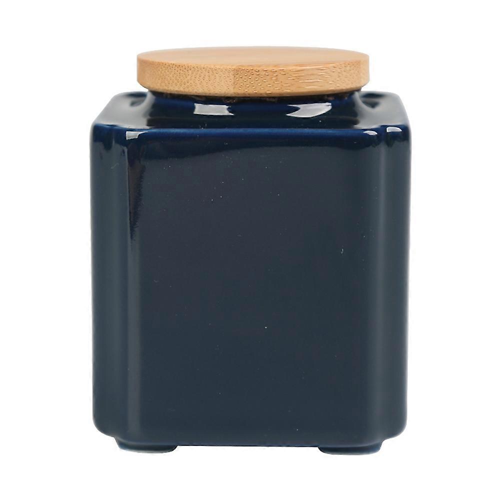Tea Canister Ceramic Storage Jar Kitchen Organization Dark Blue Freshness Preservation 1Pack