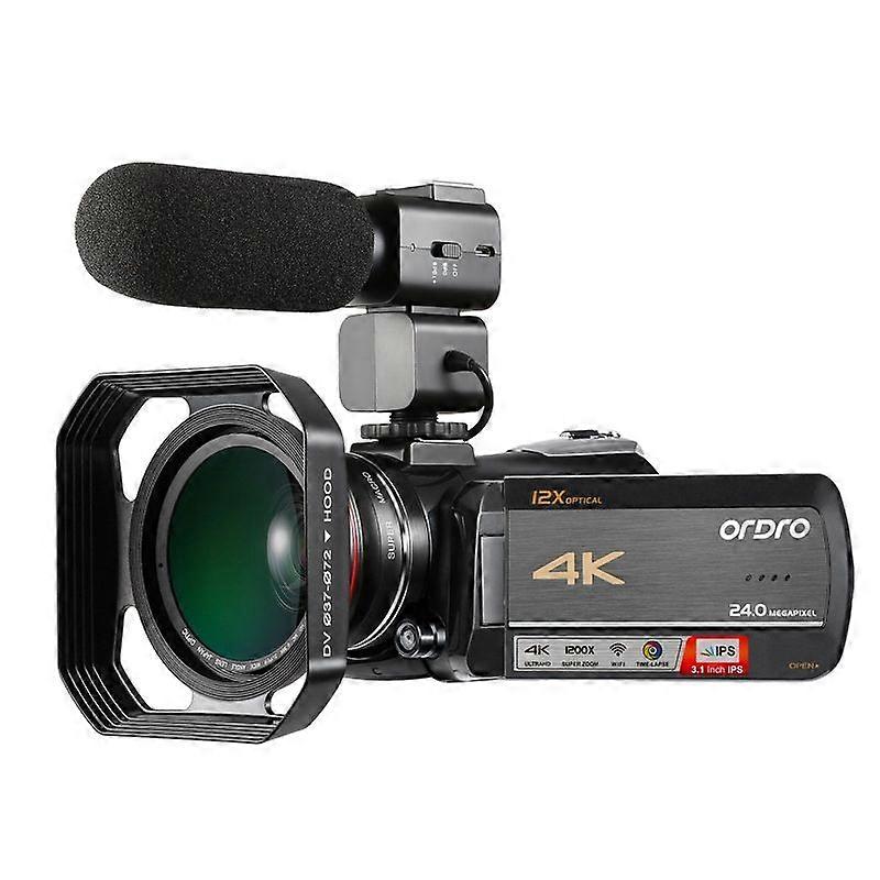12X Optical Zoom Digital Video DV Camera, Style: Standard + Microphone