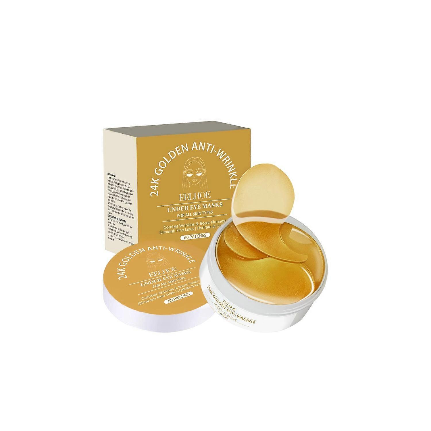 1-6x EELHOE 60PCS Gold Under Eye Masks Under Eye Patches, Eye Gel Pads for Puffy Eyes and Dark Circl