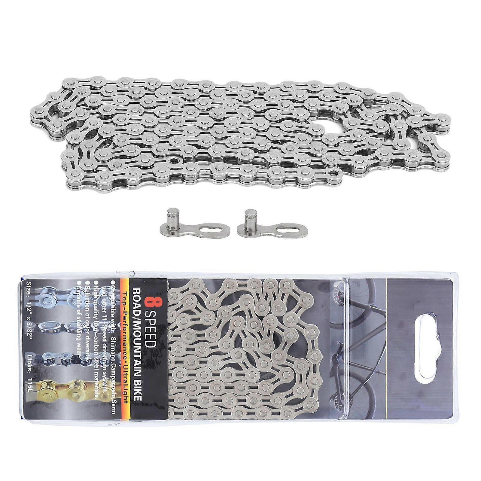 VG Sports 8 Speed Bike Chain Lightweight Half Hollow 1/2x3/32 Inch 116 Links Bicycle Chain for Mountain Bike