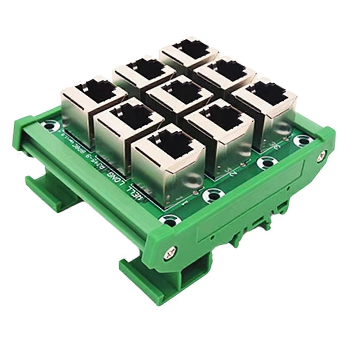 RJ45 8P8C Jack 9-Way Breakout Board,Terminal Block, Connector RJ45 Adapter Terminal Block