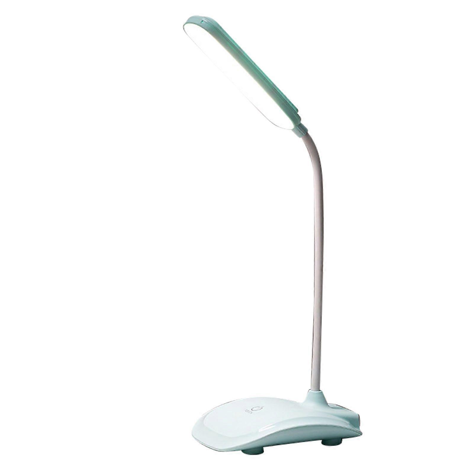 LED Desk Lamp Touch Control Three Level Color Temperature Stepless Dimming USB Charging Table Lamp Cyan