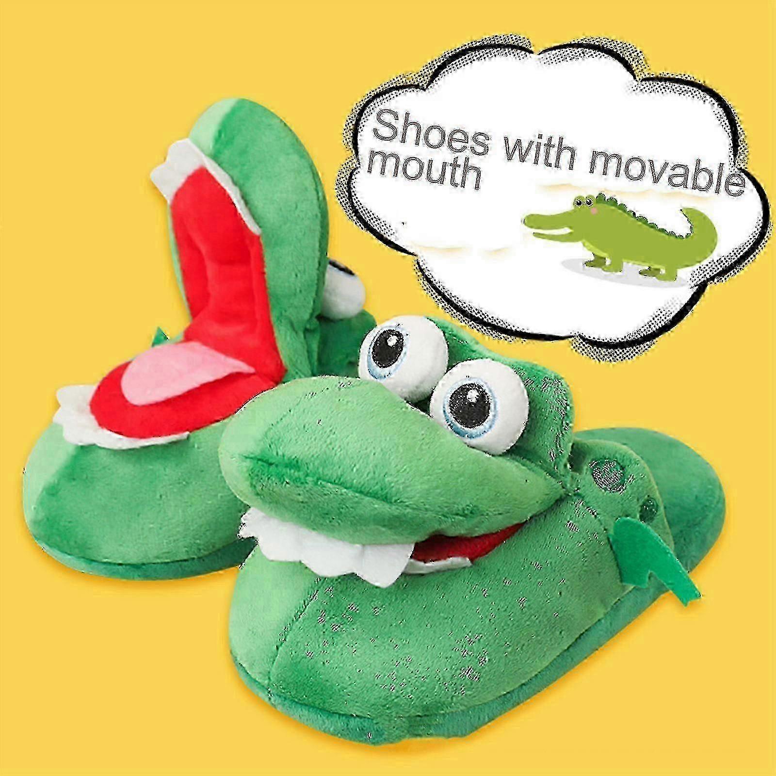 Crocodiles Plush Slippers With Open Mouth Cotton Slippers With A Moving Mouth-DF