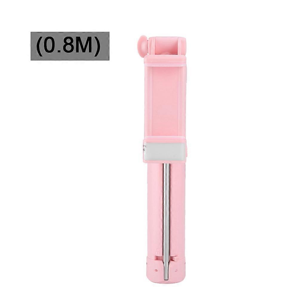 A17 Portable Multi-function Bracket Selfie Stick for Apple Android Phone(Pink 0.8m)