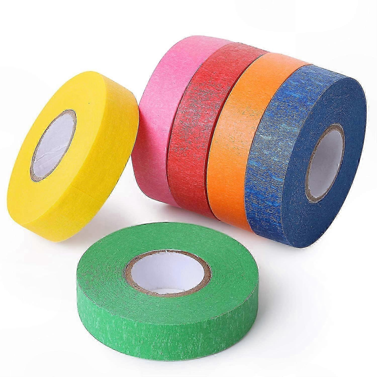 Rainbow Colored Masking Tape, 6 Rolls for Crafting and Decoration Projects