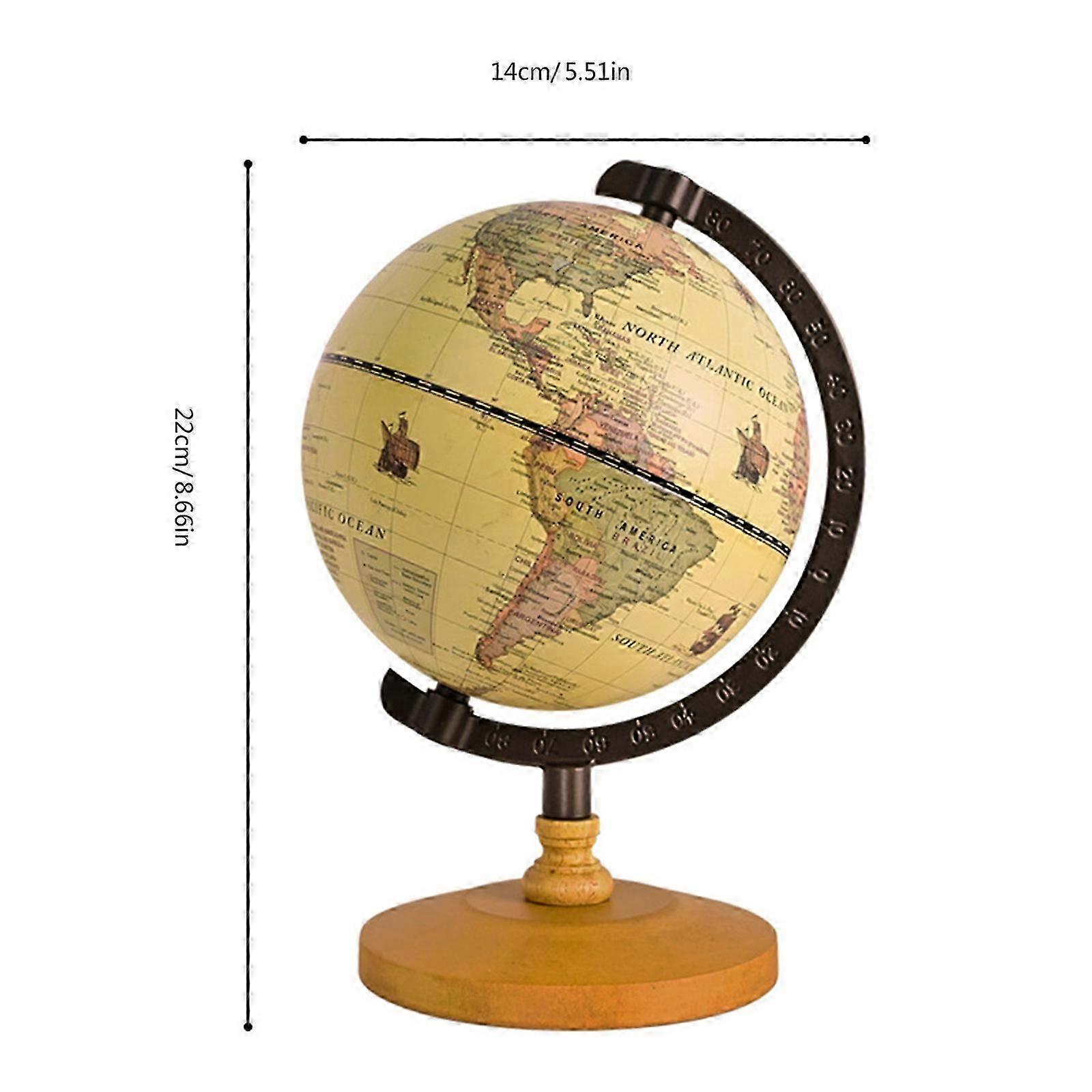 Geographic Globe Antique World Globe With Wood Stand Full Earth Geography Map For Desktop Bookshelves Office Home Decor