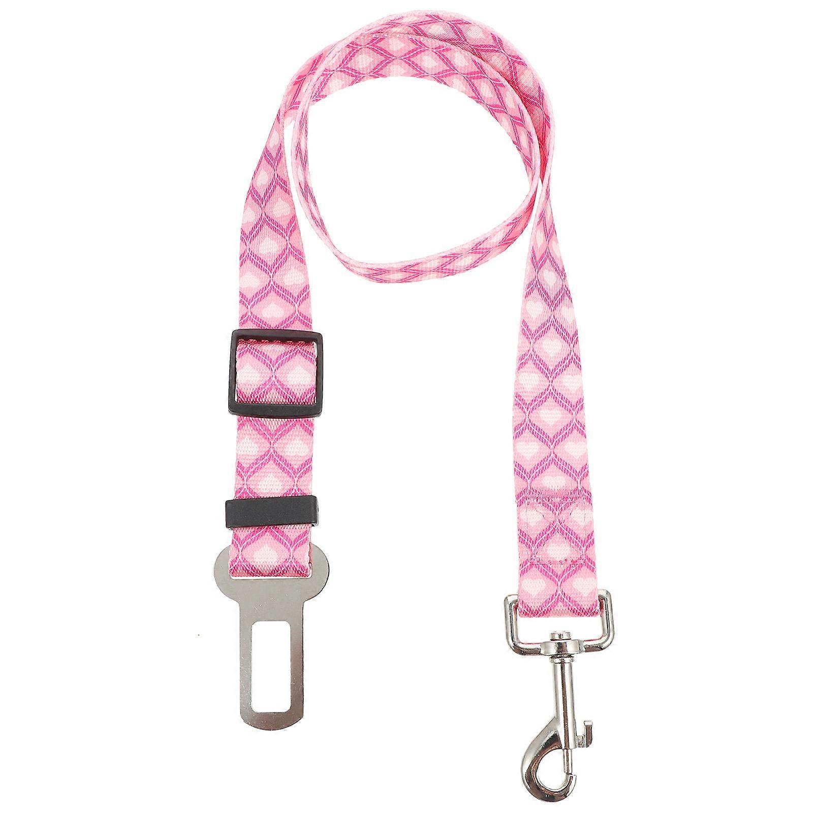 Adjustable Pet Safety Belt Vehicle Dog Leash Anti-Rust Pink