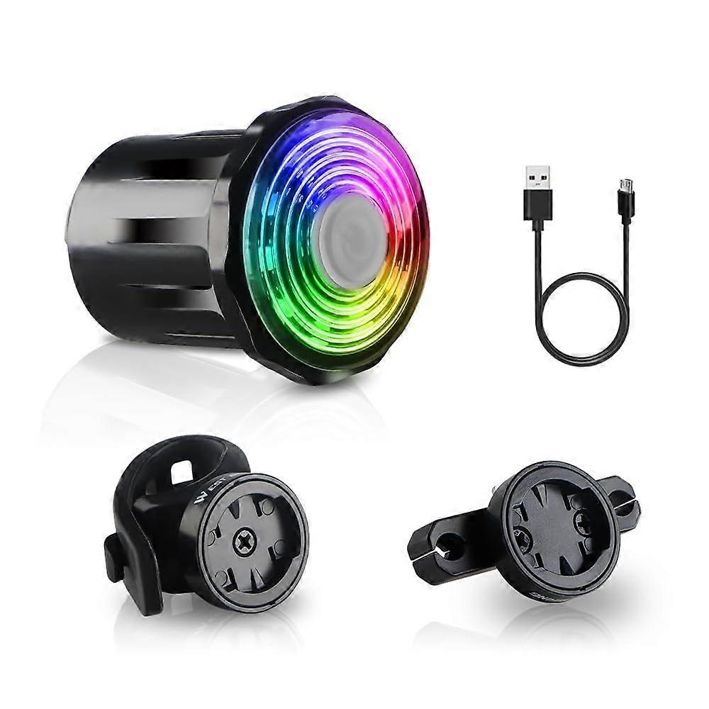 Bike Tail Light, Smart Sensor Bicycle Light 7 Colors and 6 Light Modes USB Rechargeable Waterproof Bike Brake Light with Two Mounting Brack Rear Bike