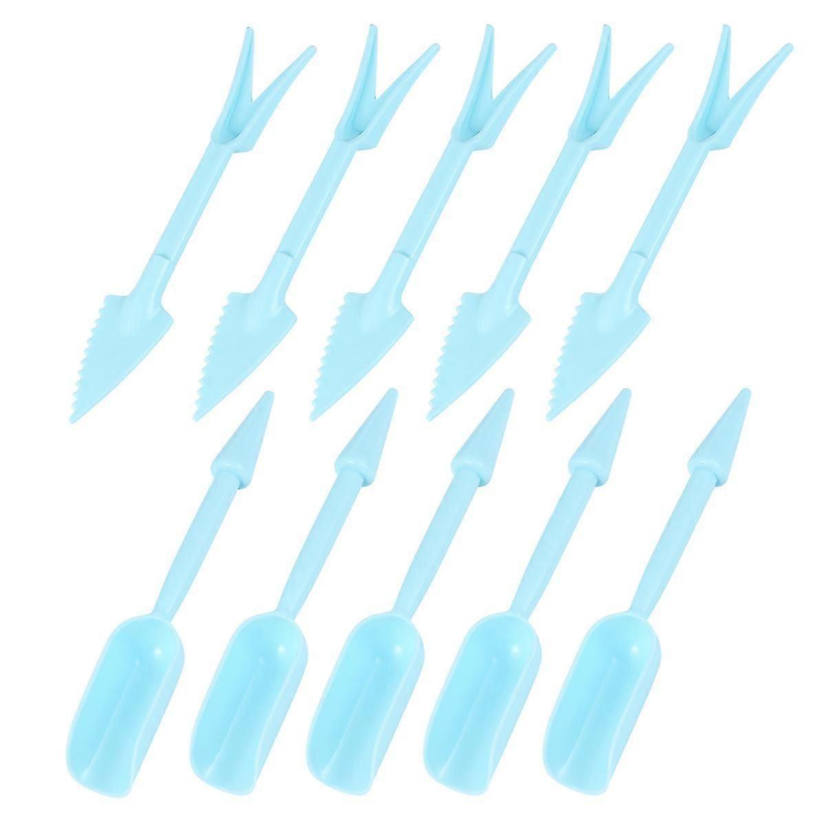 Garden Tool Transplanting Planting Tools Shape Handy Design For Garden Work Sky-blue 10pcs In 1set