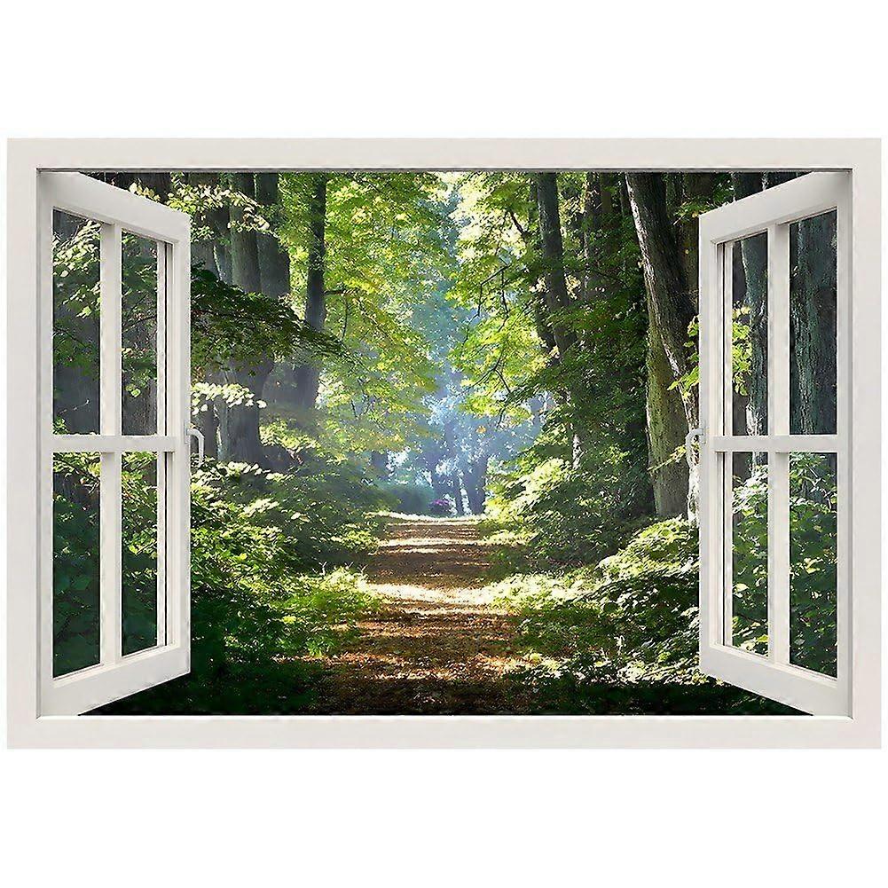 3d Scenery Window Stickers Forest Themed Removable Window Decals For Home Landscape Wall Decor Scenery View