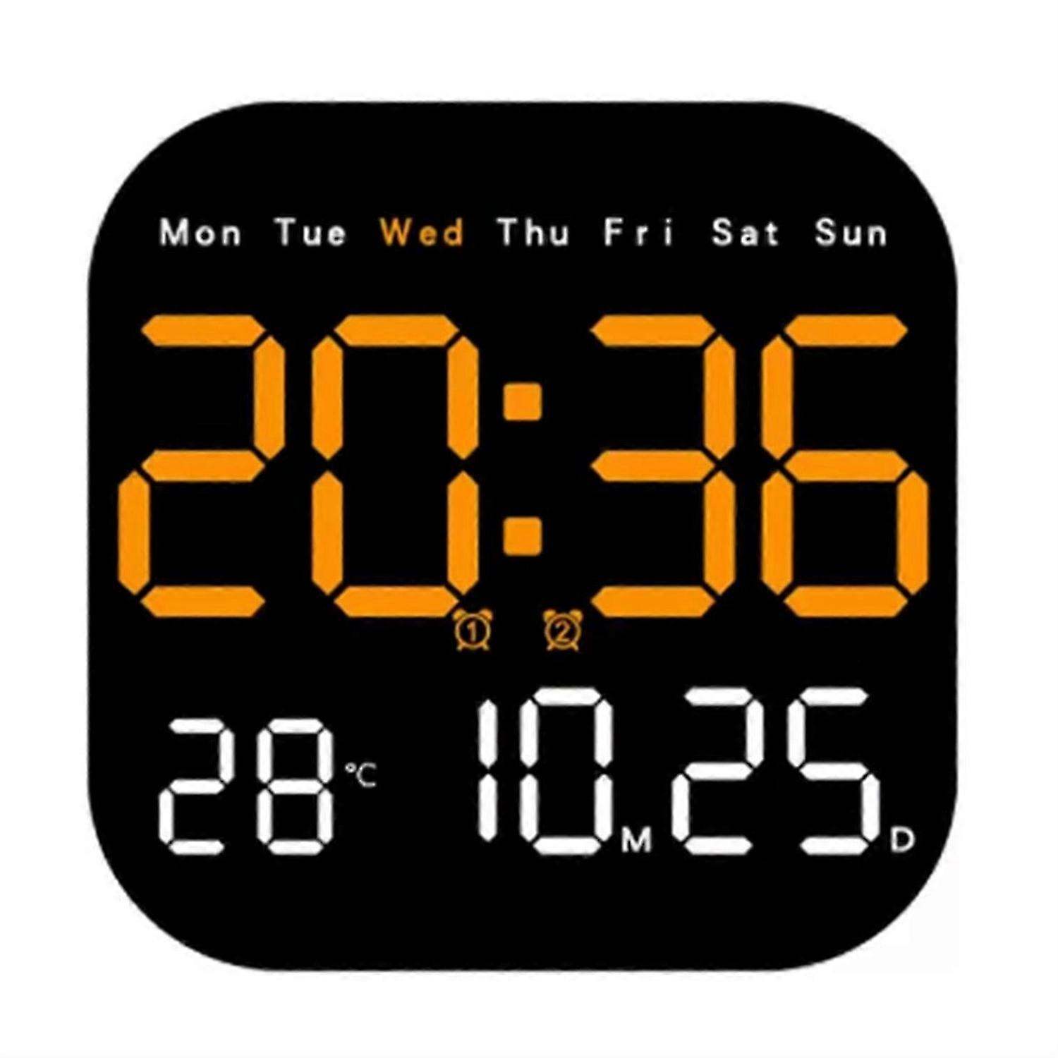 Digital Wall Clocks Temperature Date Week Dispaly Electronic Table Clock Wall-Mounted LED Alarm Clock Remote Control