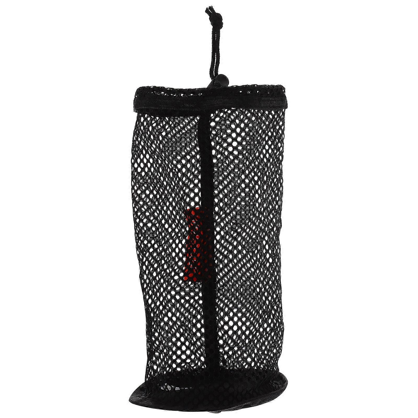 Nylon Golf Balls Storage Bag With Drawstring Design Suitable For Outdoor Activities 26X12.5cm Black 1Pcs