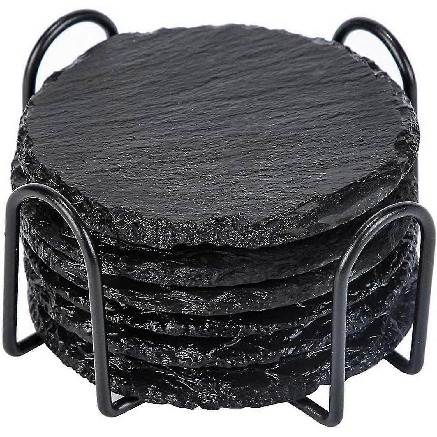 Stone Coaster 10cm Round Glass Coaster with Practical Stand