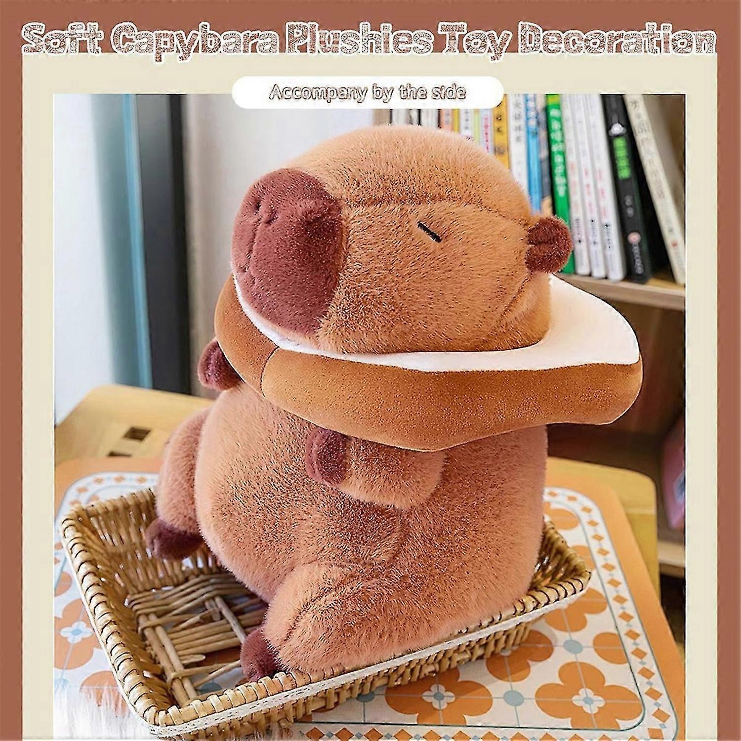 Cute Capybara Plush Pillow with Bread Kawaii Soft Capybara Plush Doll