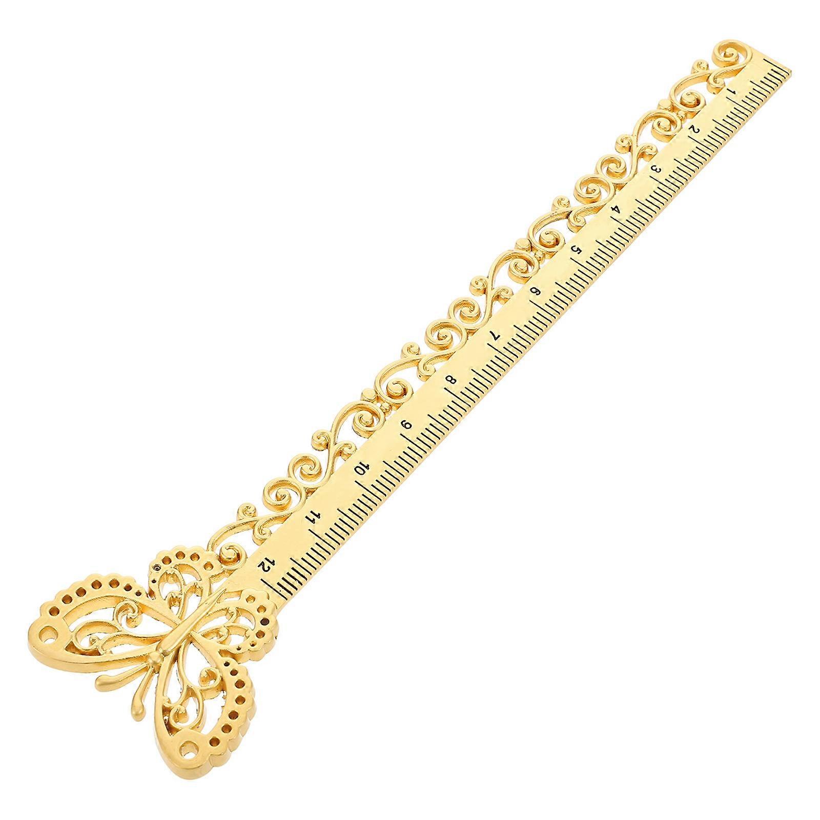 Golden Alloy Bookmark Ruler for Reading Studying Engineering Drawing Functions in 1Pack