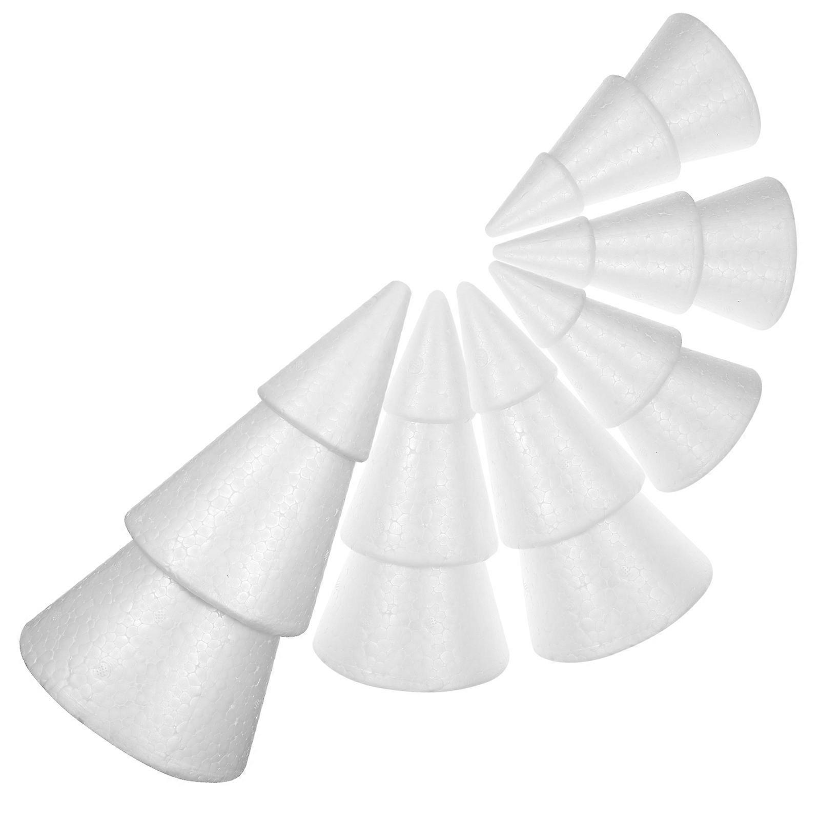 Christmas Tree Foam Cones White Polystyrene Craft Cones for Crafts 12Pcs
