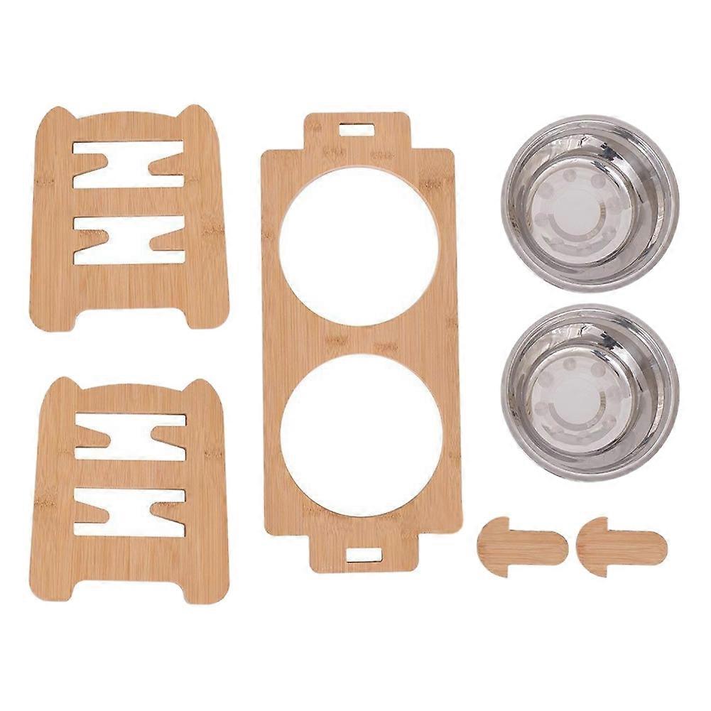 Adjustable Raised Puppy Cat Food Water Bowls Holder