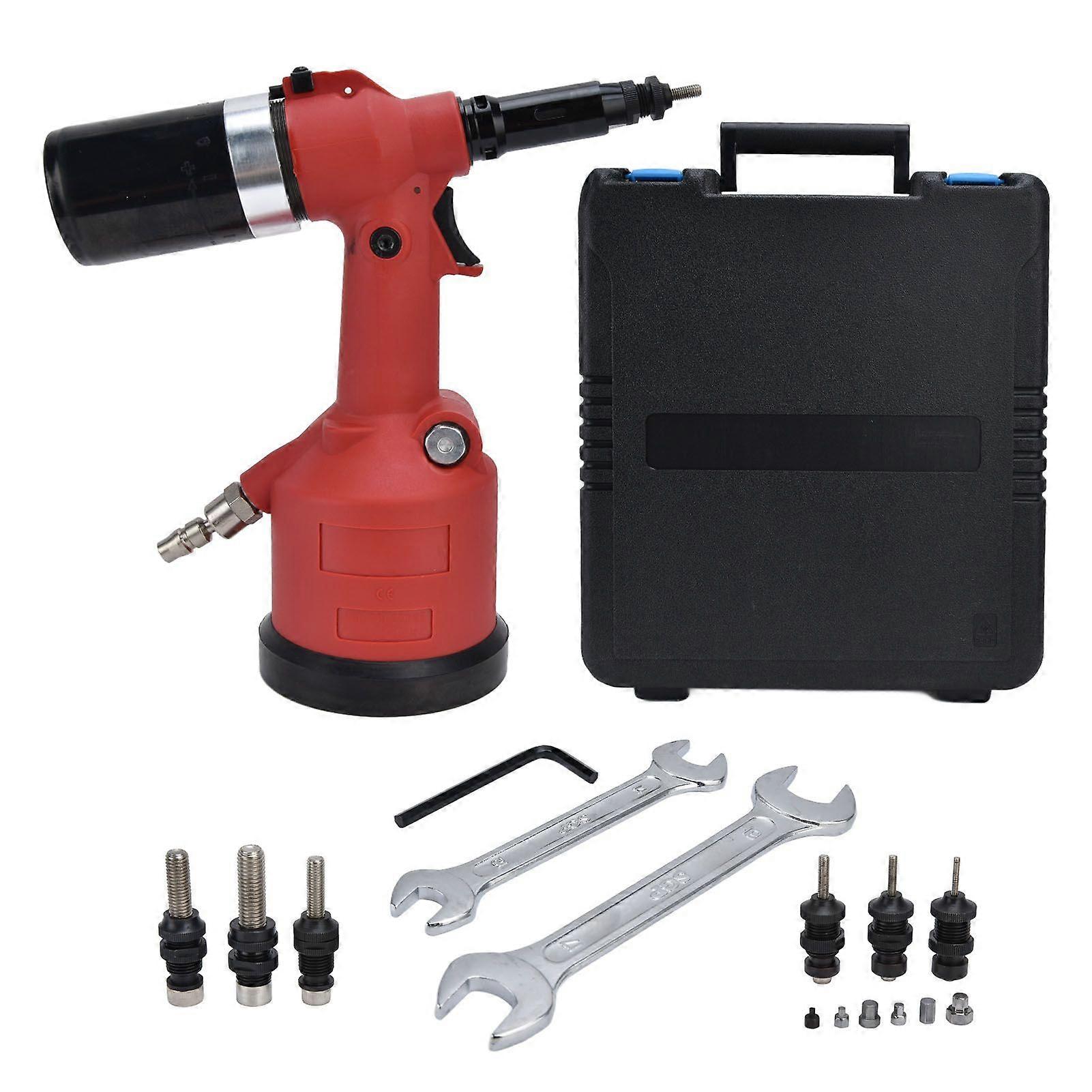 G1/4 Pneumatic Rivet Nut Gun Rivet Nut Tool for M3-M12 Zinc Alloy Nut Riveter with Storage Box for Riveting and Manufacturing