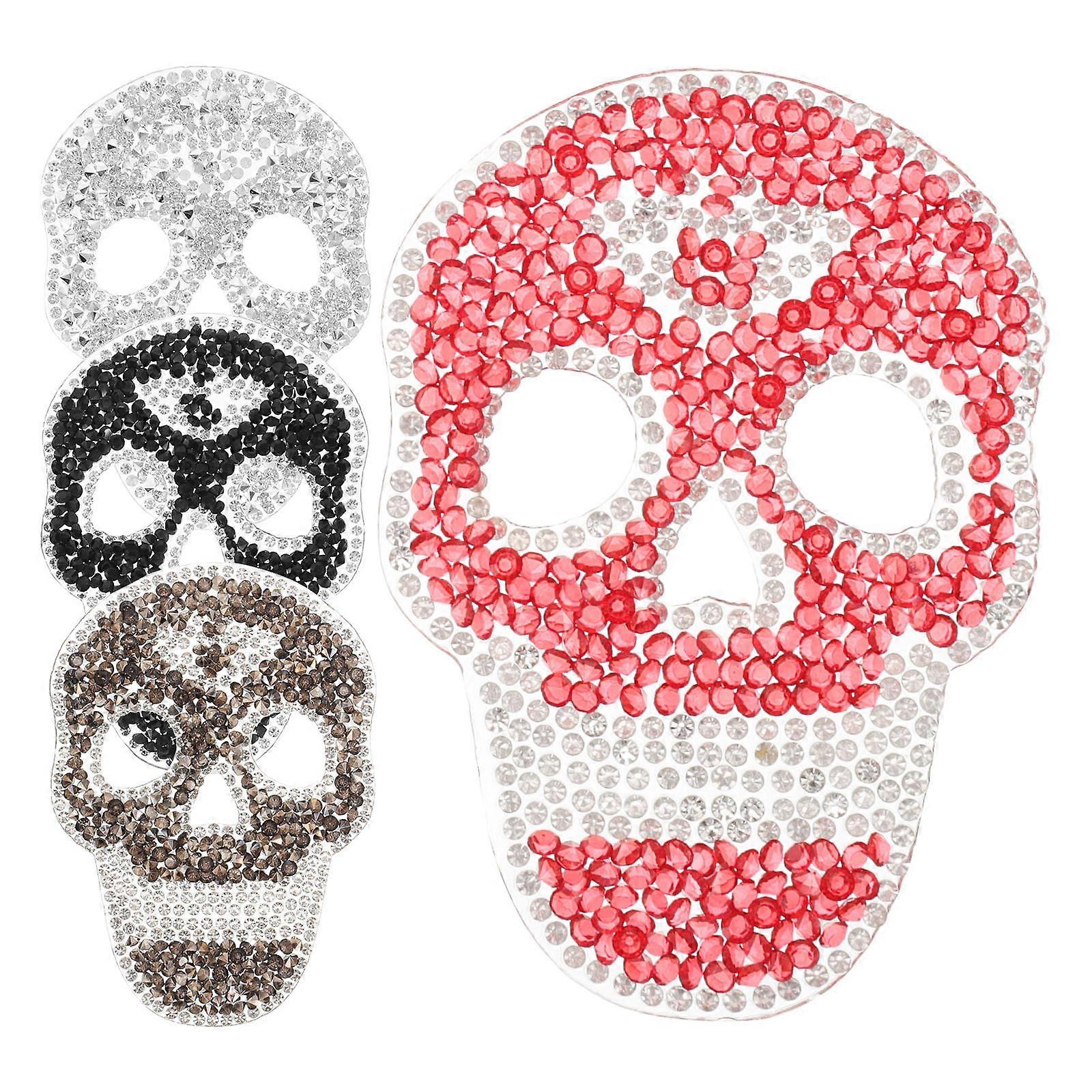 Skull Rhinestone Resin Patch Iron-on for Crafts 20Pcs Assorted Color