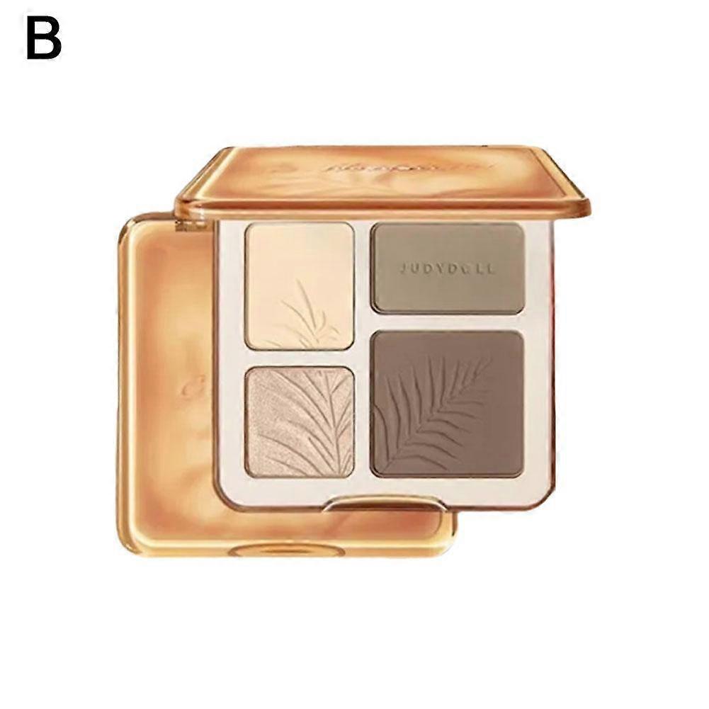 Judydoll Highlight Contour Palette 4 Color Face Powder Multi-Purpose Contouring Makeup Set Non-Sticky Silky Smooth Finish