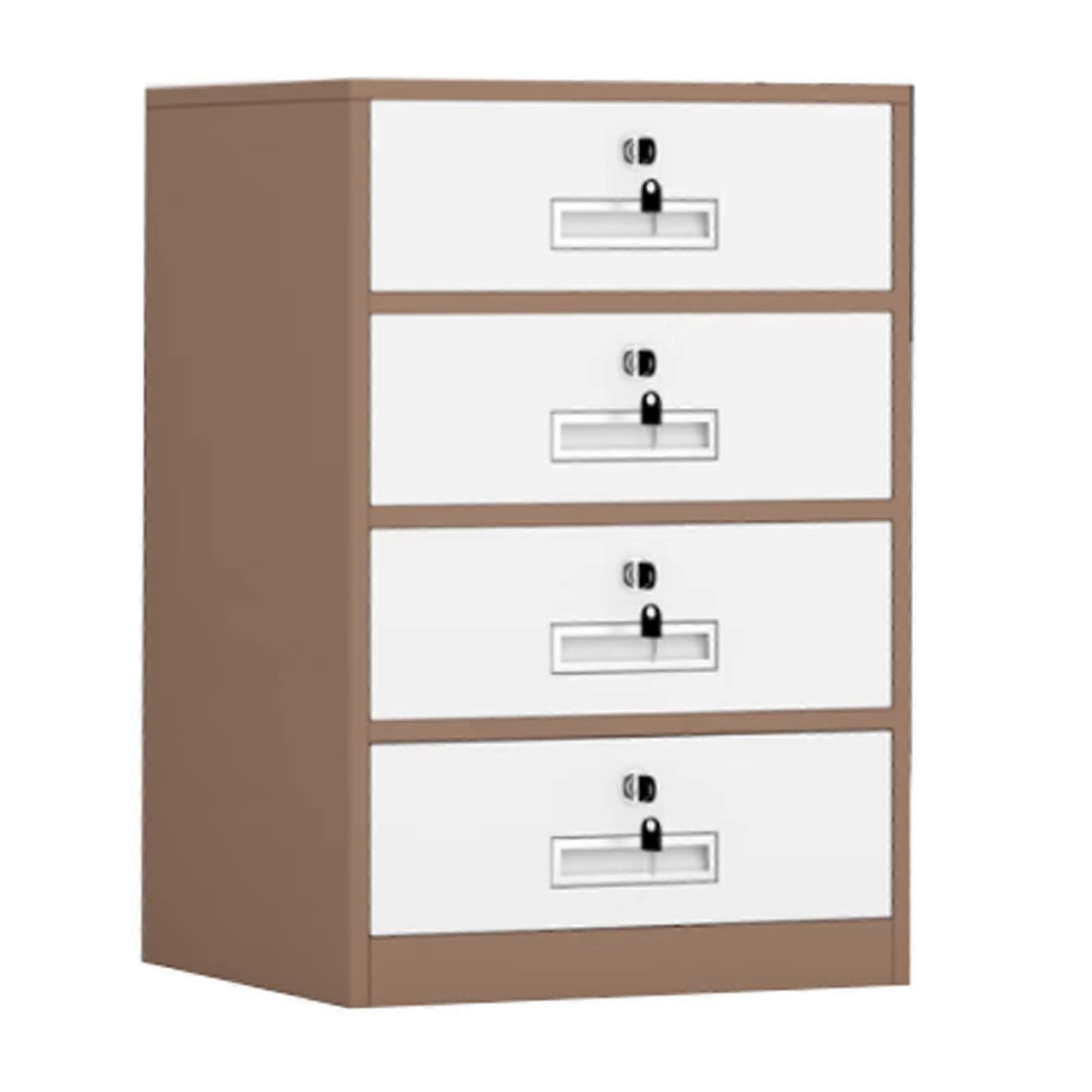 Filing Cabinet Lockable 4Drawer Metal File Cabinet Under Desk Legal and Letter Size 15.3 Depth 25.5 Height Coffee Color