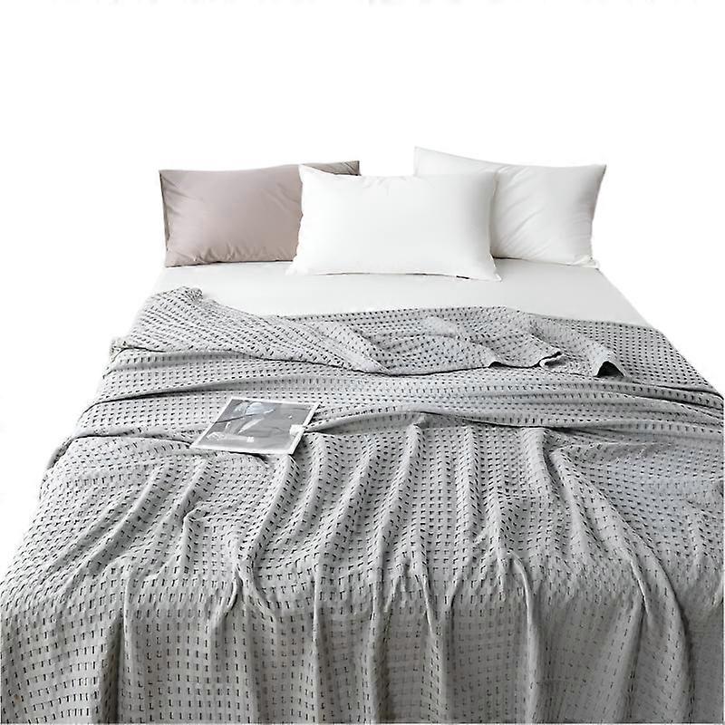 Cotton Waffle Blanket Air Conditioning Blanket/Throw/Summer Quilt 200*230Cmgray Blankets